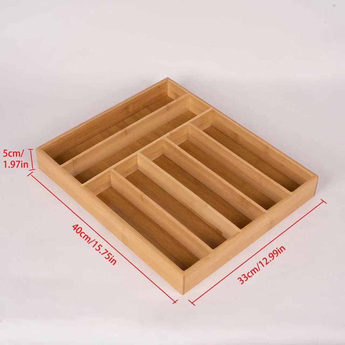 Organisateur tiroir cuisine en bois, rangement pratique pour épices et ustensiles.